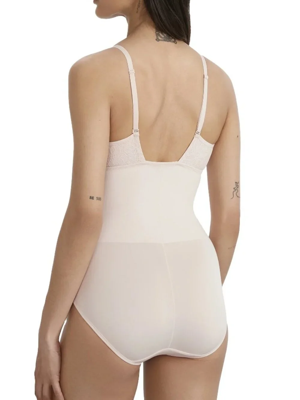 #2187 Maidenform DMS097 Lace Tame Your Tummy Bodysuit (Sandshell Lace S)
